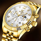 OLEVS Reloj para hombres, cuarzo, acero inoxidable, vestir, impermeable, luminoso