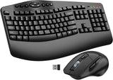 Combo ergonómico de teclado y mouse inalámbricos, teclas onduladas...