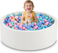 Piscina de bolas de espuma de 35.4 x 11.8 pulgadas para niños pequeños, pelotas redondas para bebés de 1 a 3 años, pelotas de juego para niños y niñas, pelotas no incluidas, color blanco