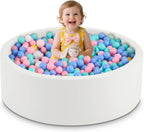 Piscina de bolas de espuma de 35.4 x 11.8 pulgadas para niños pequeños, pelotas redondas para bebés de 1 a 3 años, pelotas de juego para niños y niñas, pelotas no incluidas, color blanco