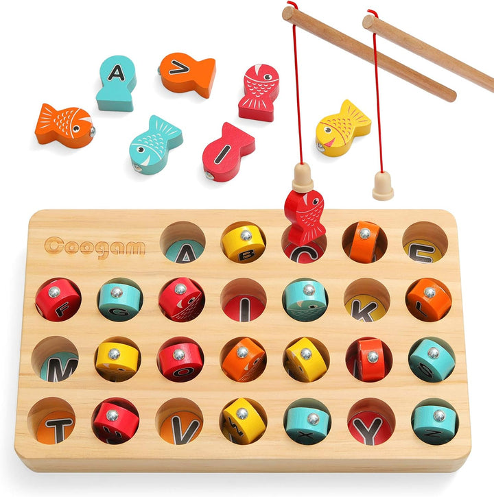 Coogam Juego de Pesca Magnética de Madera, Juguete de Habilidad Mot...