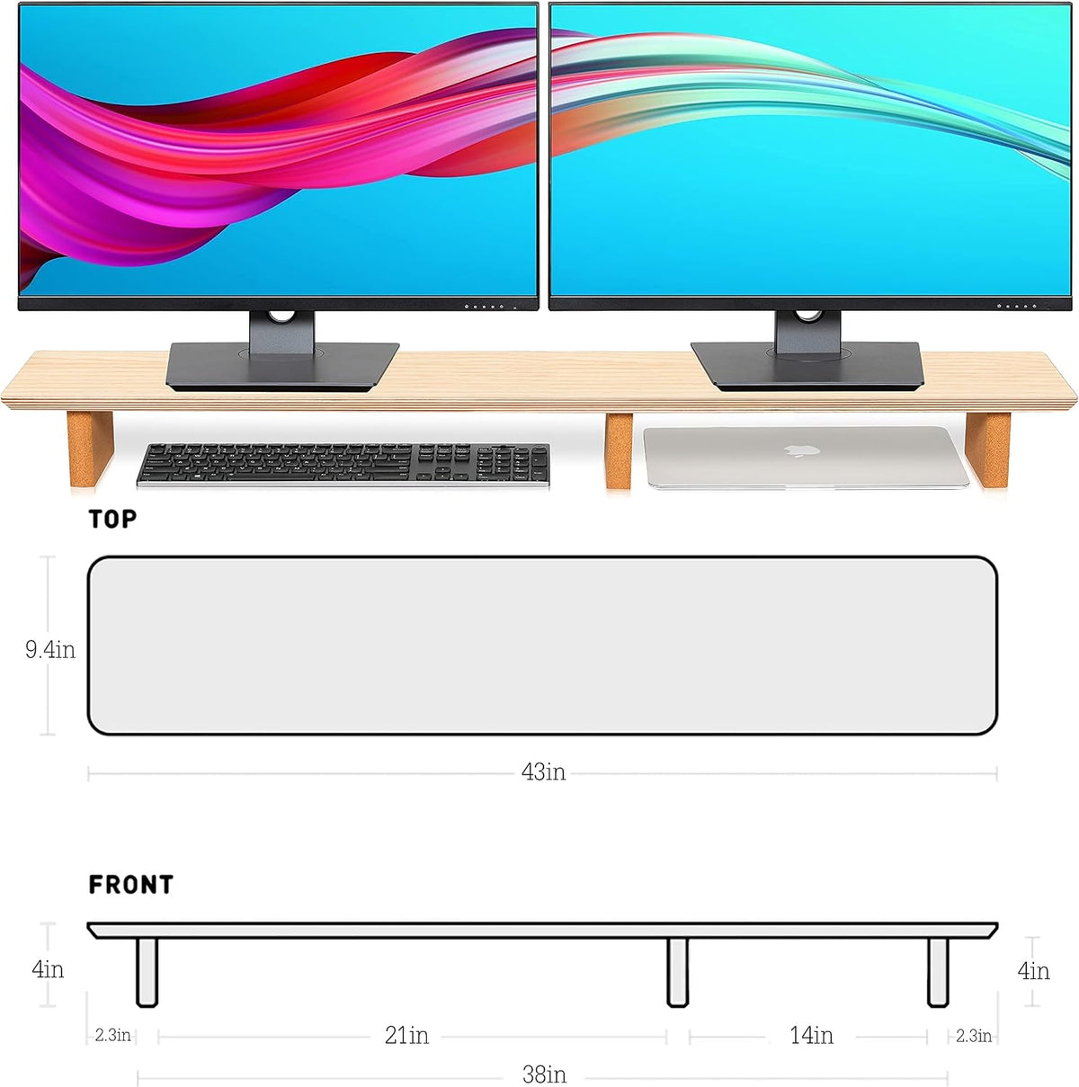 Almohadilla de escritorio de cuero y soporte para monitor