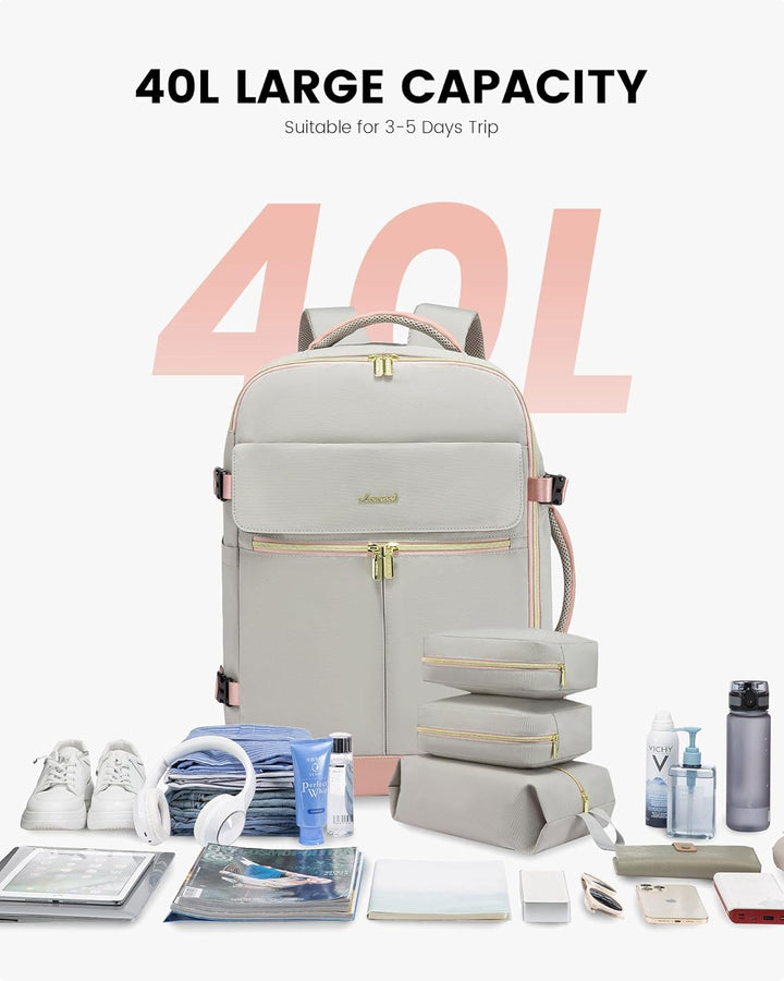 LOVEVOOK: mochila de mano, mochila de viaje de 40L para mujer con 3...