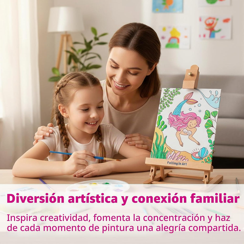 Juego de caballete de mesa para niños, kits de pintura de caballete de arte portátil
