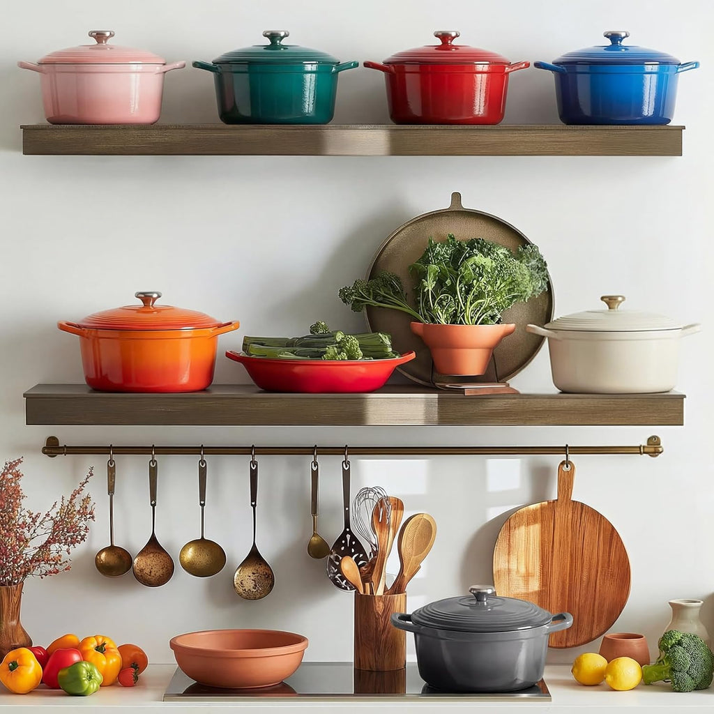 Overmont - Horno holandés de hierro fundido esmaltado, olla de 5.5 cuartos