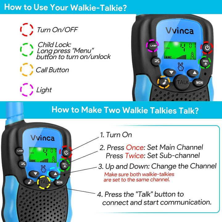 Vvinca Walkie Talkies - Juguetes para edades de 5 a 7 años, regalos...