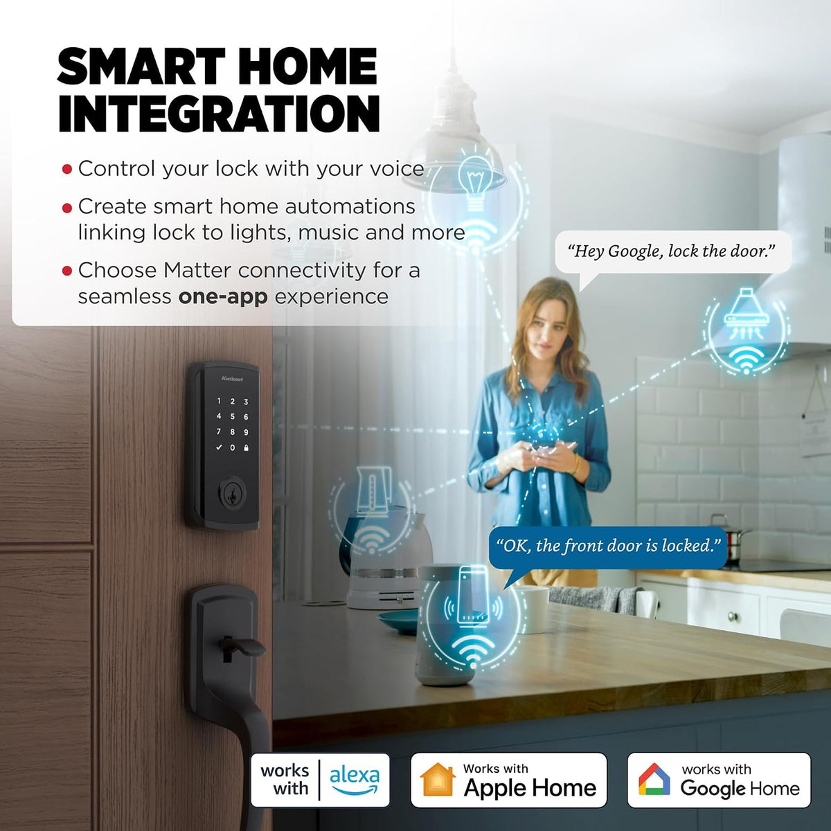 Kwikset Halo Select Plus Wi-Fi y Matter habilitado, bloqueo inteligente con