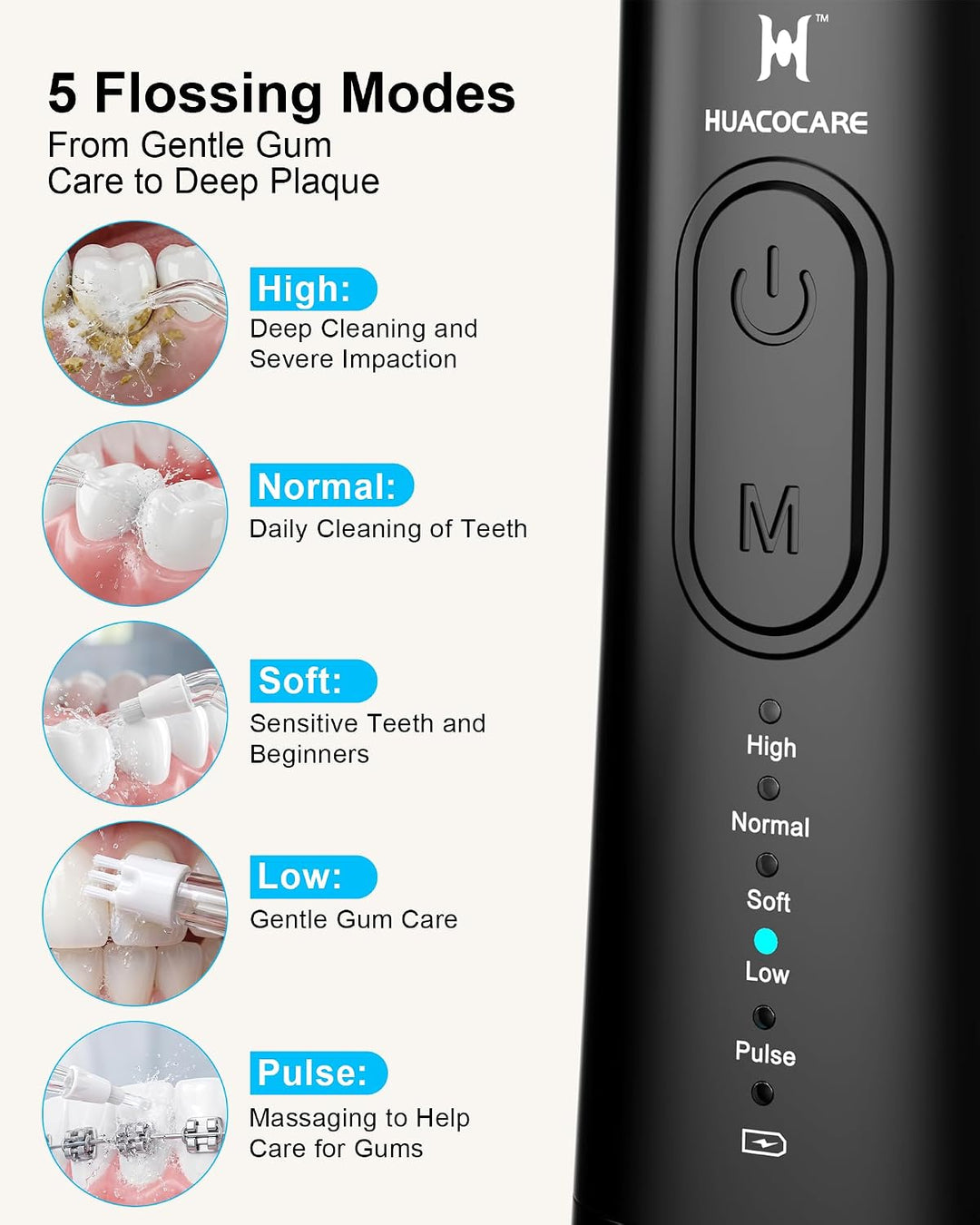 Kit de Cuidado Dental Pro Mejorado: Hilo Dental de Agua de 5 Modos...