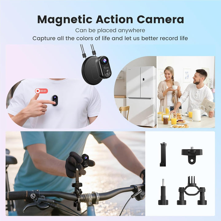 Camlance Mini cámara corporal 4K, cámara de acción magnética portát...