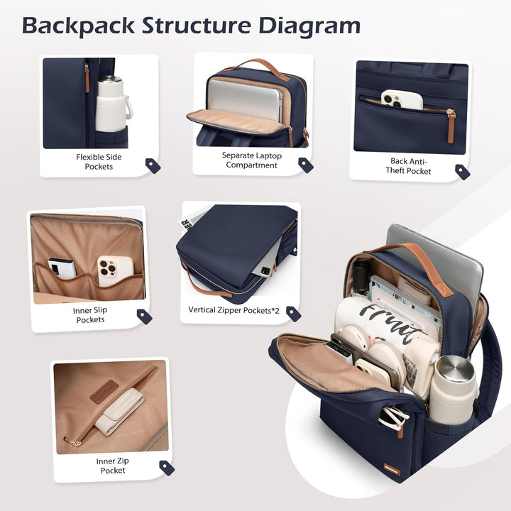 GOLF SUPAGS Elegante mochila para computadora portátil para mujer,...