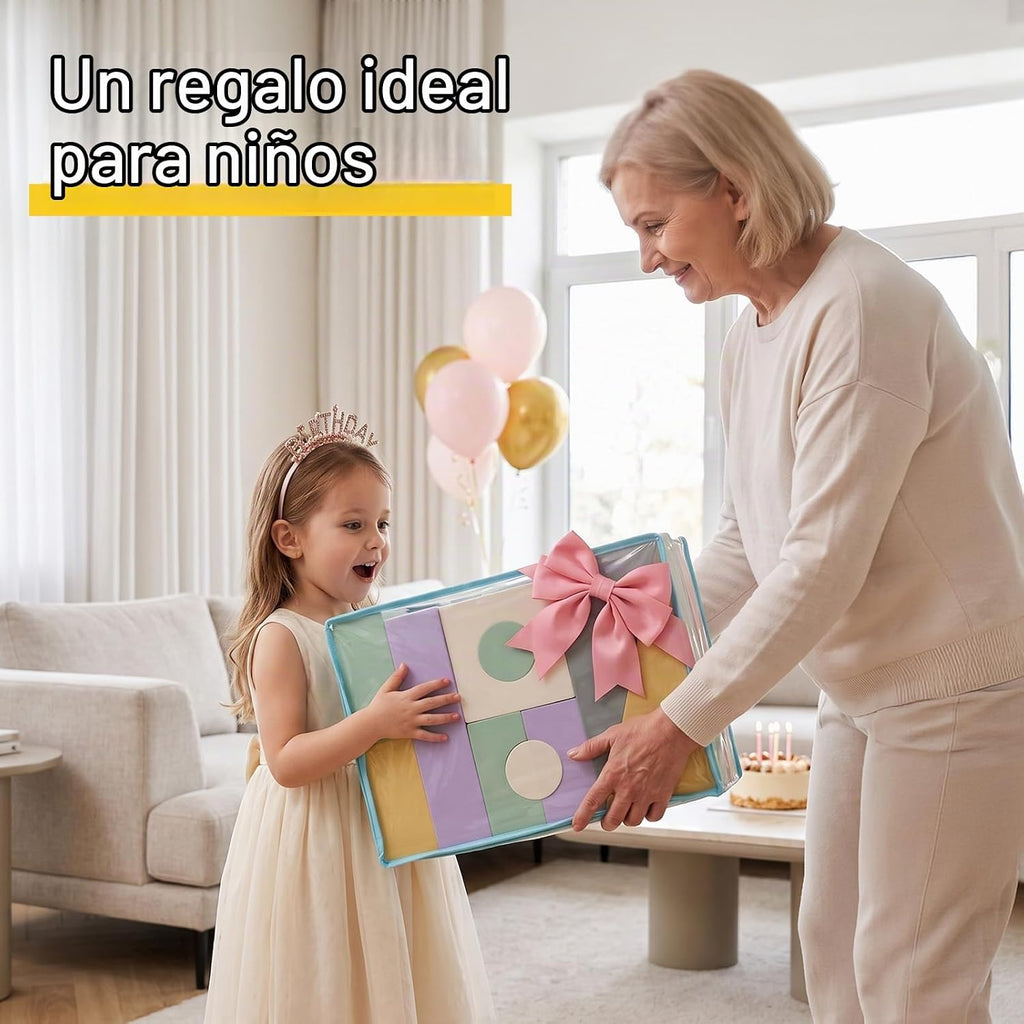Bloques grandes de espuma de construcción para niños pequeños, juego de bloques de construcción de espuma EVA apilables, no tóxico, lavable, juguetes de construcción de aprendizaje temprano y regalos para niños y niñas (rosa, piezas, 30)