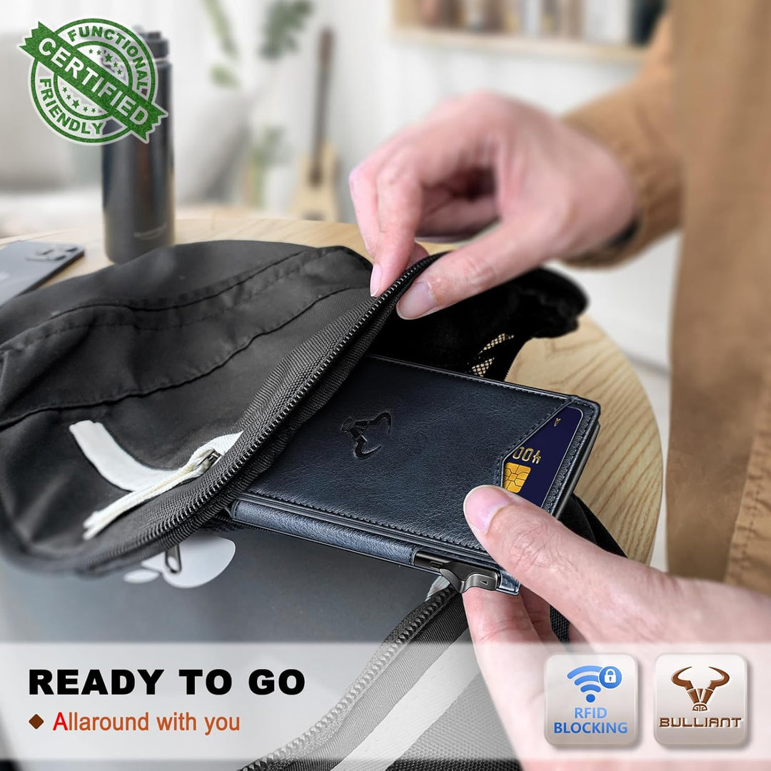 Cartera BULLIANT para hombre, cartera con clip para billetes delgad...