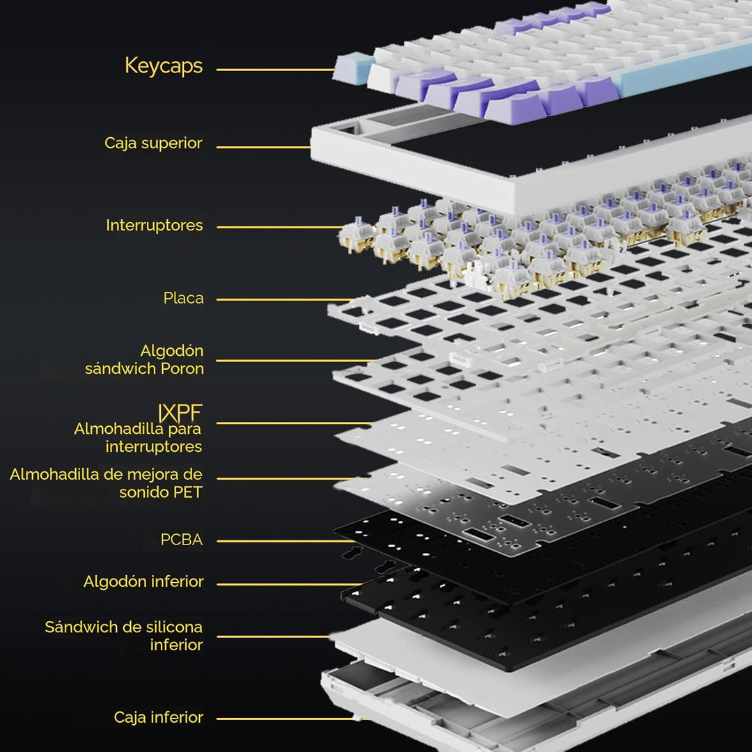 EPOMAKER Ajazz AK820 Pro Teclado mecánico inalámbrico 75% con panta...