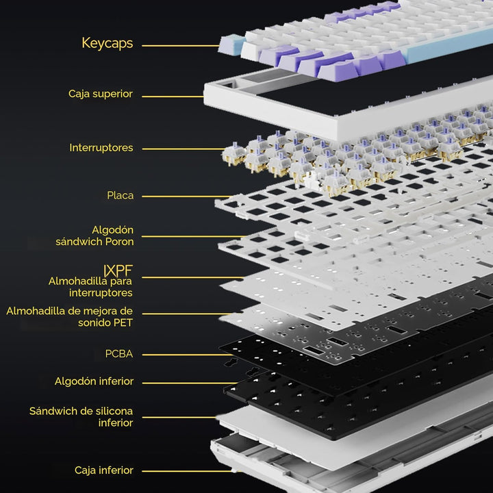 EPOMAKER Ajazz AK820 Pro Teclado mecánico inalámbrico 75% con panta...