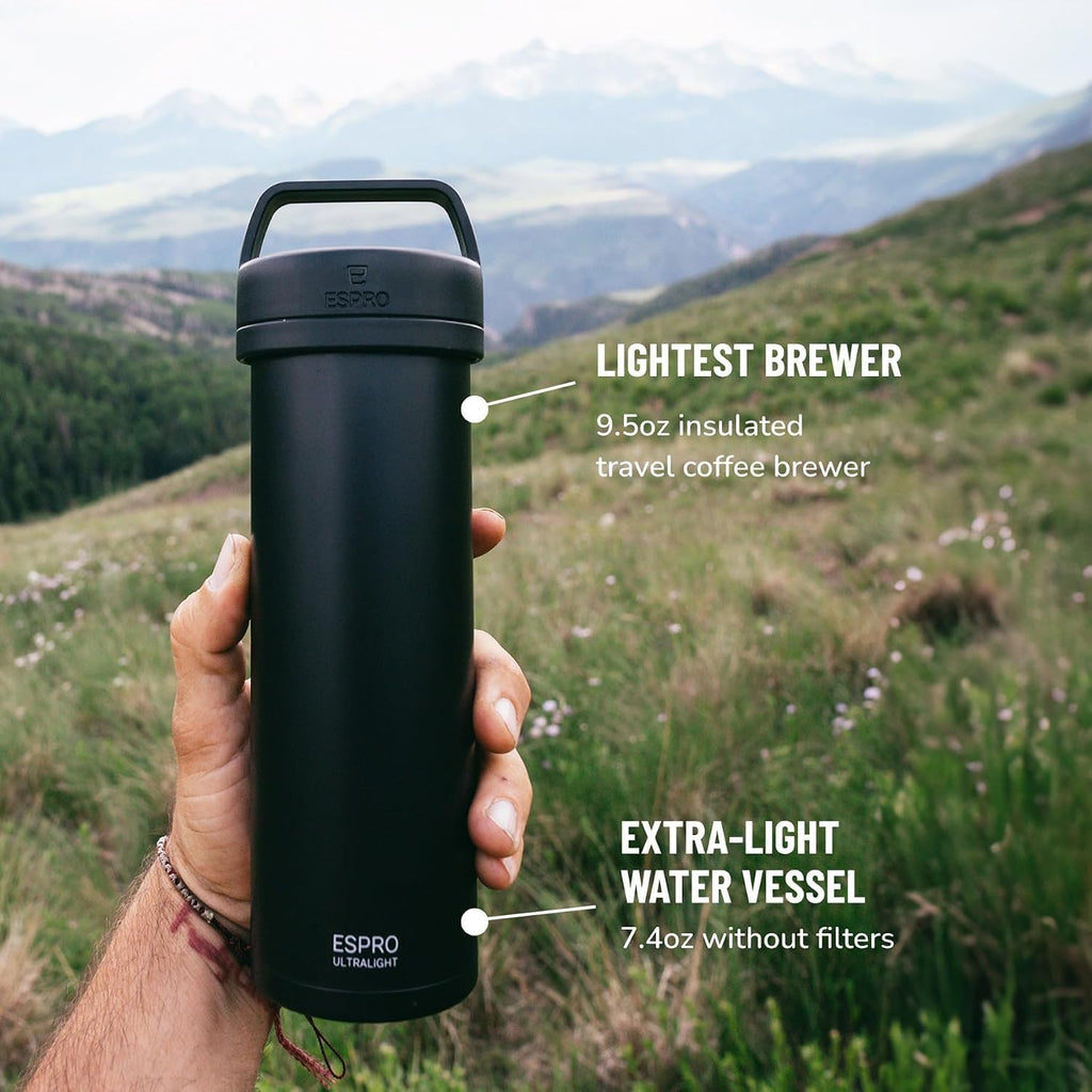 ESPRO Go P0 - Cafetera de prensa francesa aislada para viajes, 16 onzas, color negro