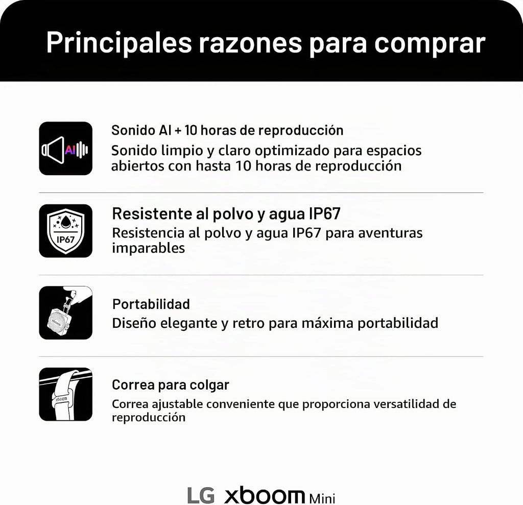 LG xboom Mini by will.i.am - Altavoz Bluetooth portátil, color gris cálido