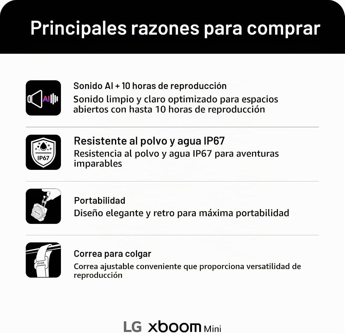 LG xboom Mini by will.i.am - Altavoz Bluetooth portátil, color gris cálido