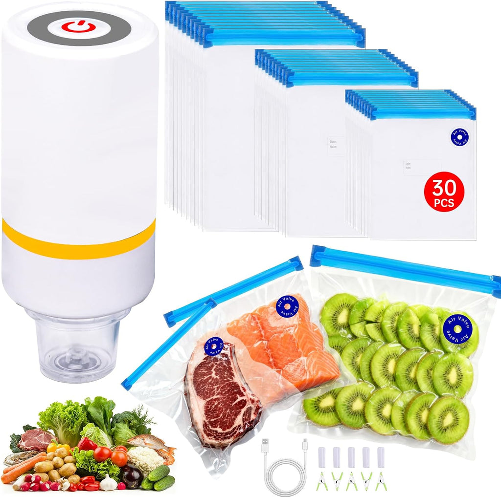 Juego de 42 selladores al vacío Sous Vide, 30 bolsas reutilizables, 5 clips y clips de sellado para cocinas Anova, Joule