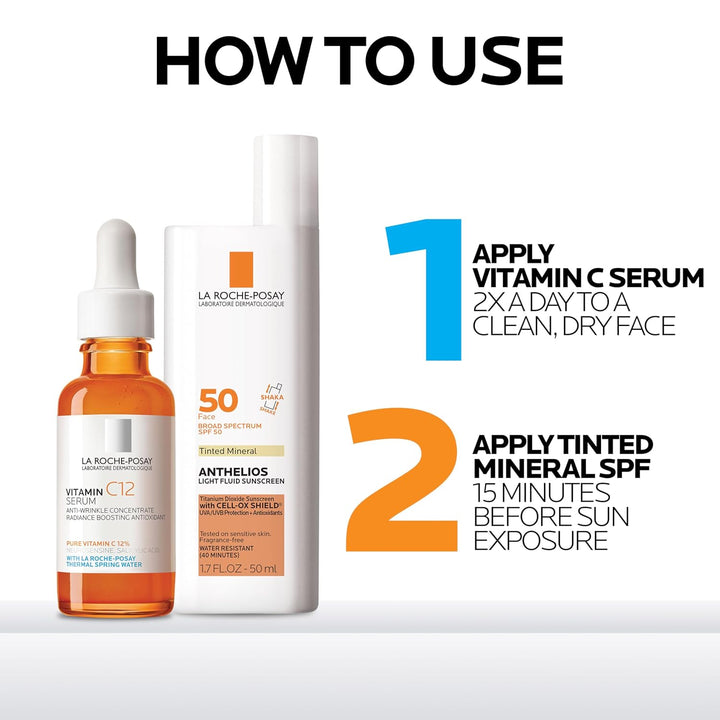 La Roche-Posay Suero puro de Vitamina C al 12% para cara con ácido...