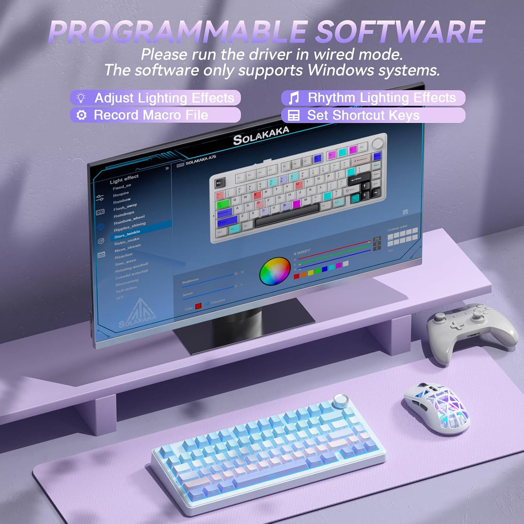 SOLAKAKA Teclado mecánico inalámbrico A75, teclado para juegos inte...