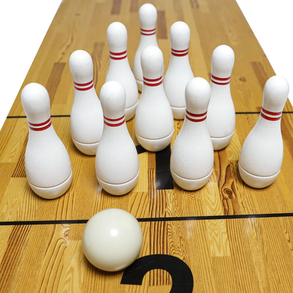 Juego de alfileres de bolos de tejo con 10 pines de bolos de madera dura de alta calidad, bola de boliche triangular Durabel de resina y bolsa de transporte, diversión para juegos de tejo