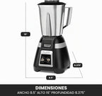 Waring Batidora de cuchillas con tarro de acero inoxidable de 48 oz y palanca y pulso