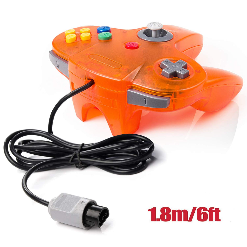miadore 2 Paquetes de Controlador clásico 64 con Cable Joystick para sistema de videojuegos N64 Consola N64 (Verde Selvático y Naranja)