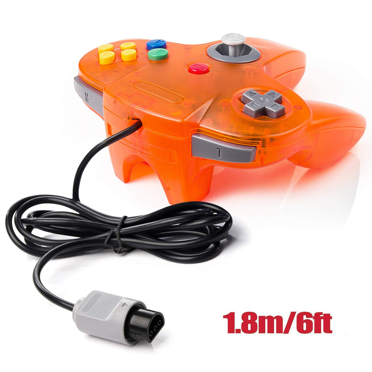 miadore 2 Paquetes de Controlador clásico 64 con Cable Joystick para sistema de videojuegos N64 Consola N64 (Verde Selvático y Naranja)