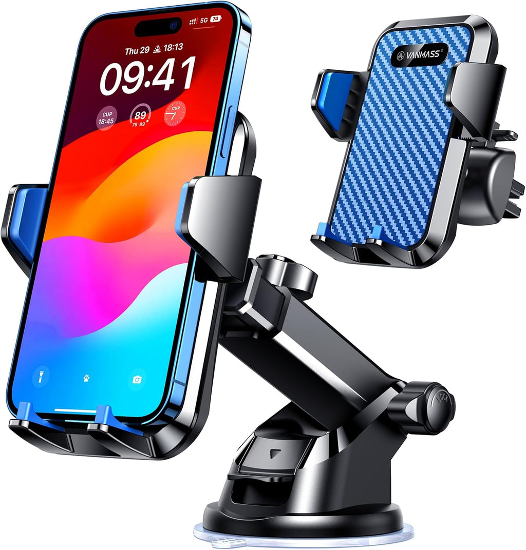 VANMASS Soporte de teléfono para automóvil de grado militar y ventosa más fuerte de 85 libras. Patente y certezas de seguridad: soporte para teléfono celular para ventilación del parabrisas del