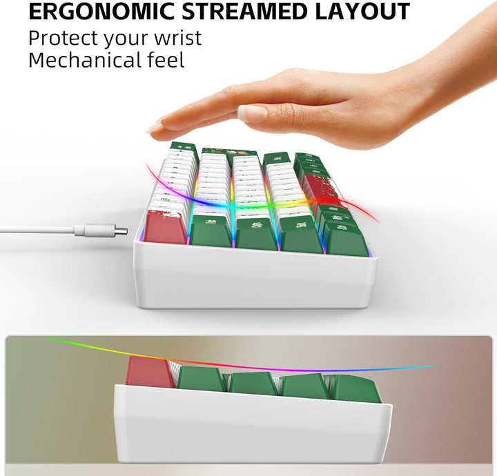 Snpurdiri Teclado para juegos 60% con cable, retroiluminado RGB, pe...