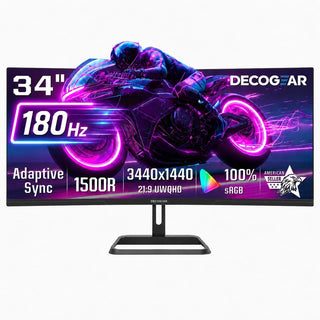 Deco Gear Monitor curvo para juegos de 34 pulgadas, 180Hz UWQHD 344...