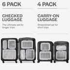 Cubos de embalaje de compresión Aerotrunk para viajes - Bolsas organizadoras de equipaje - Cubos de embalaje de doble cremallera para maletas (paquete de 4, gris claro)