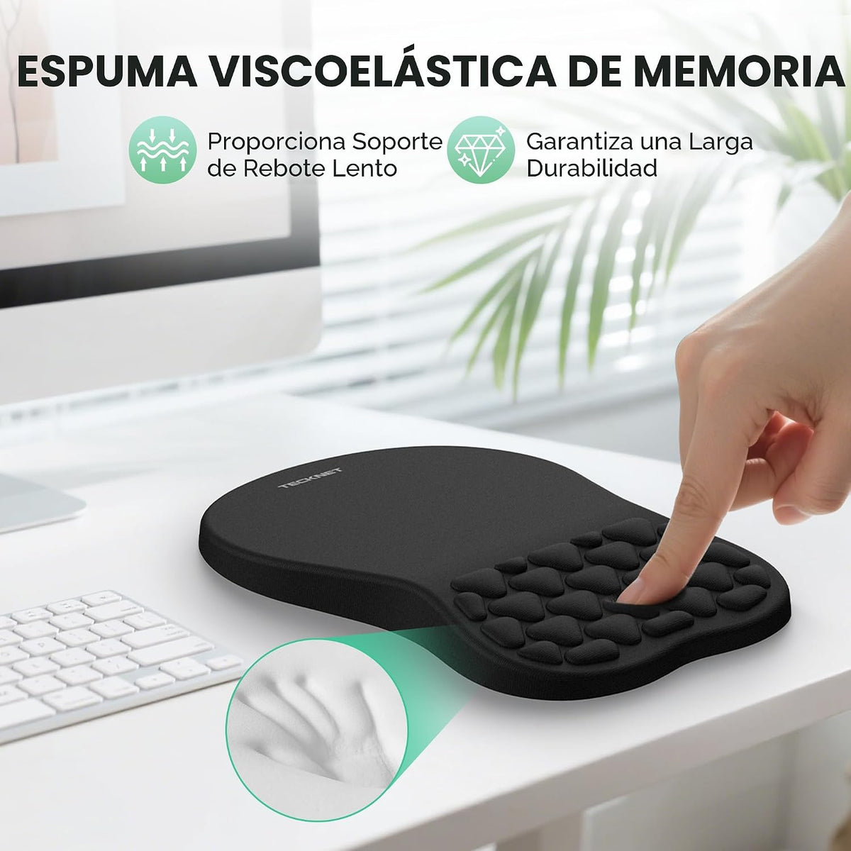 TECKNET Alfombrilla de mouse ergonómica con reposamuñecas, alfombri...