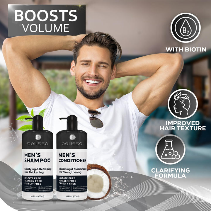 Set de champú y acondicionador para hombre, sin sulfato y aclarante...