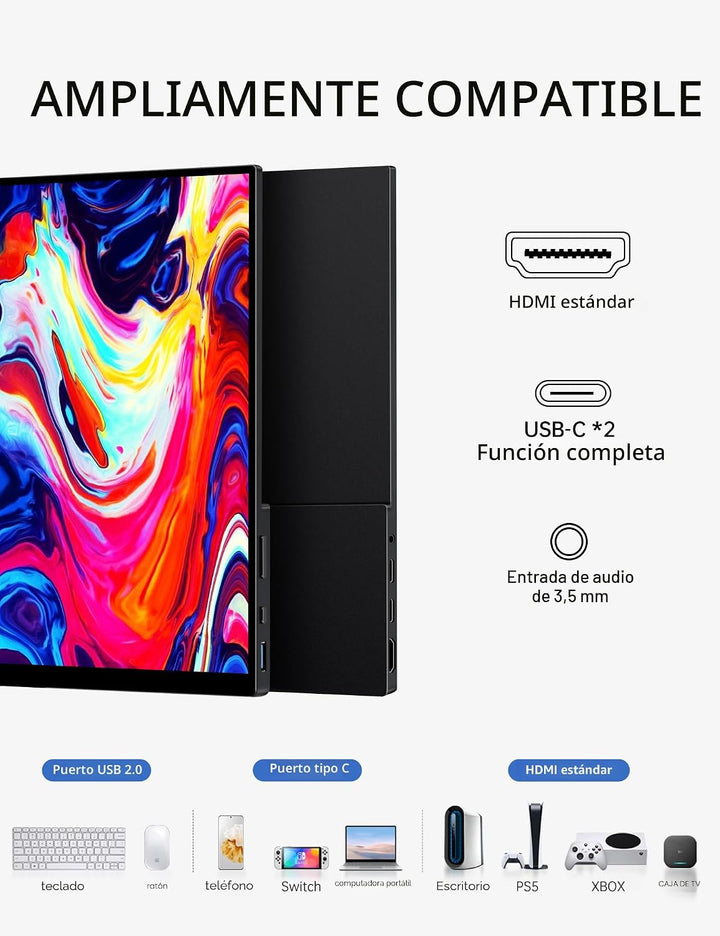 CAPERAVE Monitor Portátil Táctil de 15.6'', Pantalla Táctil...