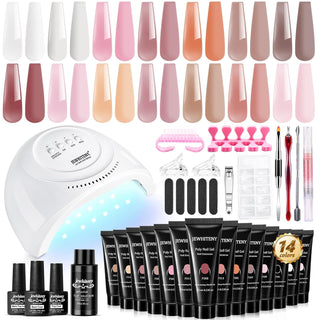 JEWHITENY Kit de uñas de gel de extensión de polímero de 14 colores...