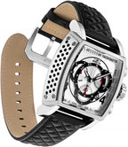 Invicta S1 Rally - Correa de cuero negro de cuarzo con pantalla analógica de acero inoxidable para hombre, reloj casual, 26 (Modelo: 27918, 27919, 27920)