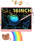 Tableta de escritura LCD para niños, tablero de garabatos de 16 pulgadas, juguetes de aprendizaje para niñas de 3, 4, 5, 6, 7, 8 años, regalo de cumpleaños, almohadilla de dibujo colorida para niños, rosa