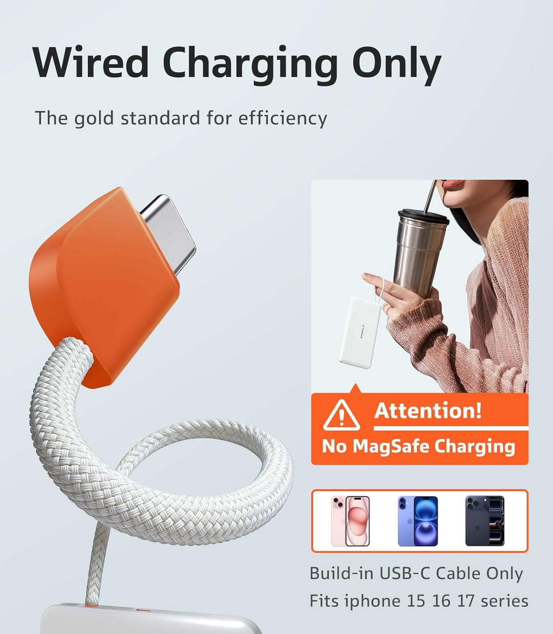 TORRAS Banco de Energía con Cable USB-C Incorporado (Sin-Inalámbric...