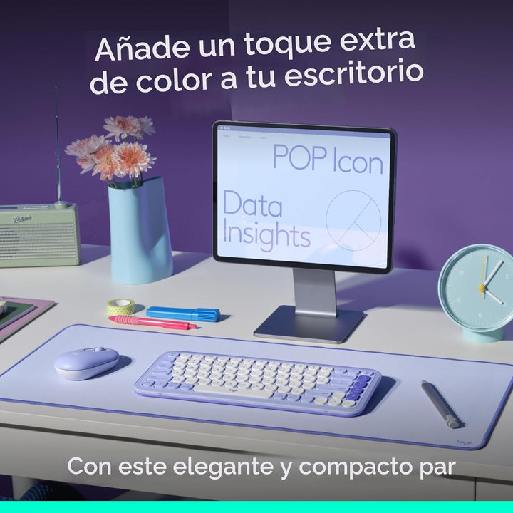 Logitech Combo POP ICON, combo de teclado y mouse Bluetooth, escrit...