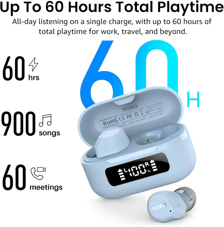 TOZO NC9 Auriculares inalámbricos híbridos con cancelación activa d...