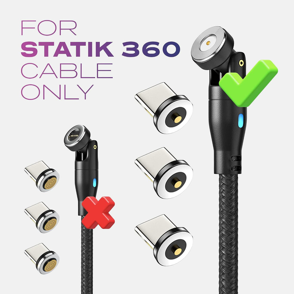 Statik Puntas Snap-N-Charge y USB C (paquete de 3)