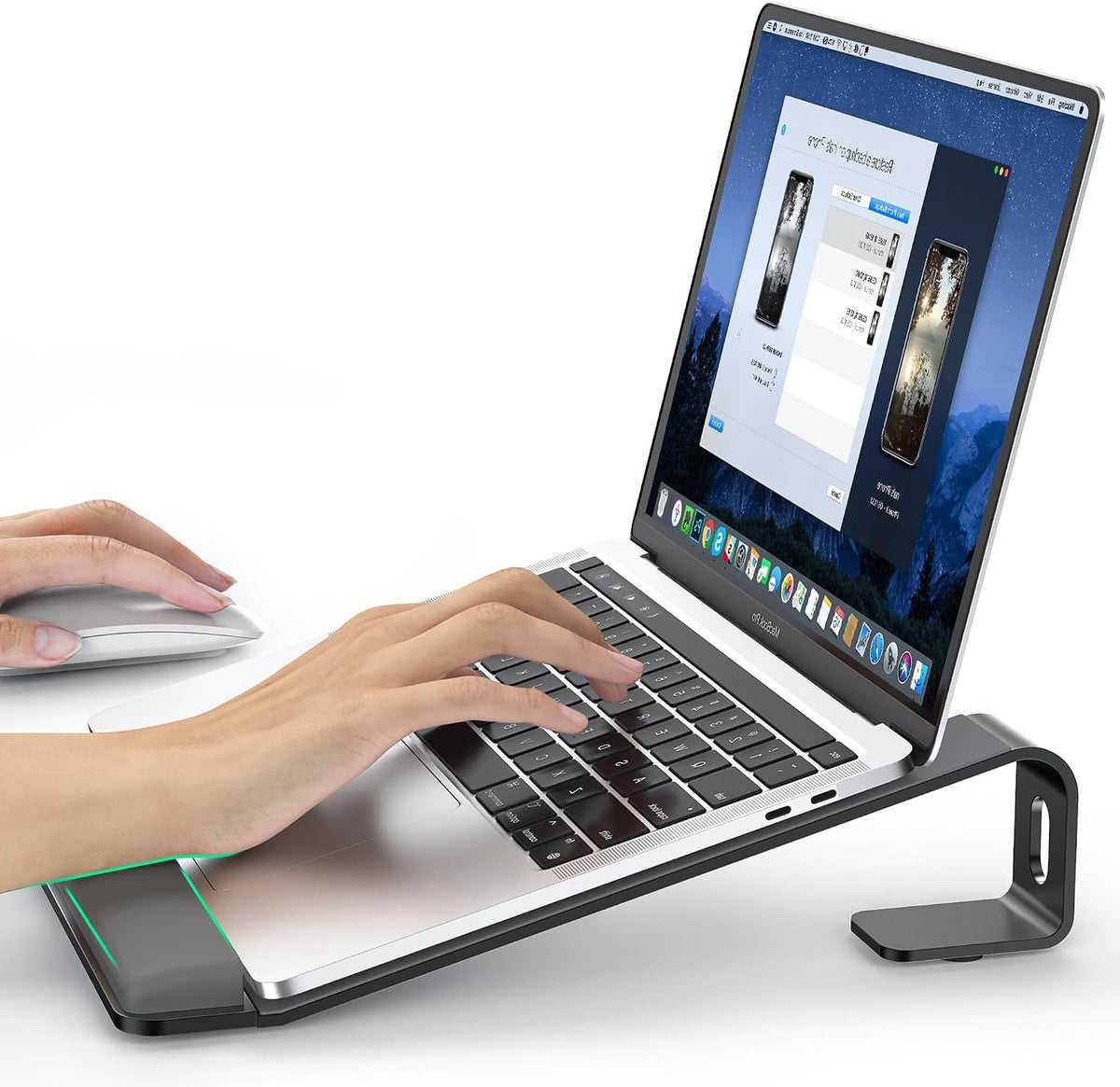 LOXP Soporte para computadora portátil para escritorio, soporte elevador, Negro