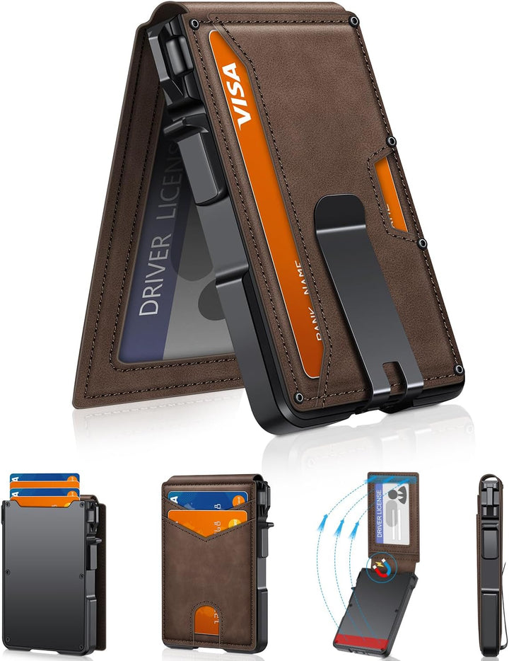 Cartera para hombres, cartera minimalista para hombres de 9-13 tarj...