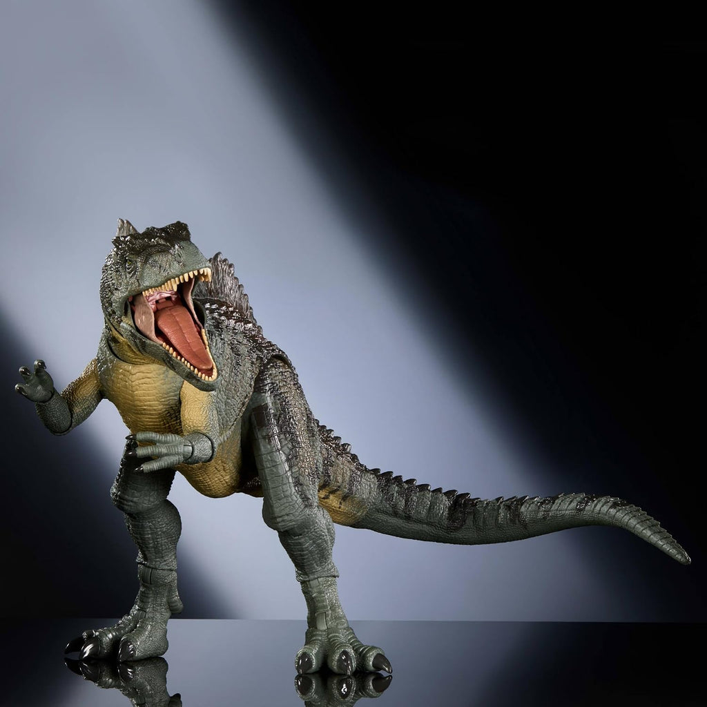 Figura de Dinosaurio Giganotosaurus Colección Hammond de Mattel Jurassic World Dominion, 21 Articulaciones, Ojos de Vidrio, Cola Alambreada y Lengua Posable