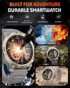 Reloj inteligente militar para hombre, rastreador de actividad física de 1.39 pulgadas con luz LED, contador de pasos, monitor de calorías de sueño, impermeable, 420 mAh, reloj inteligente