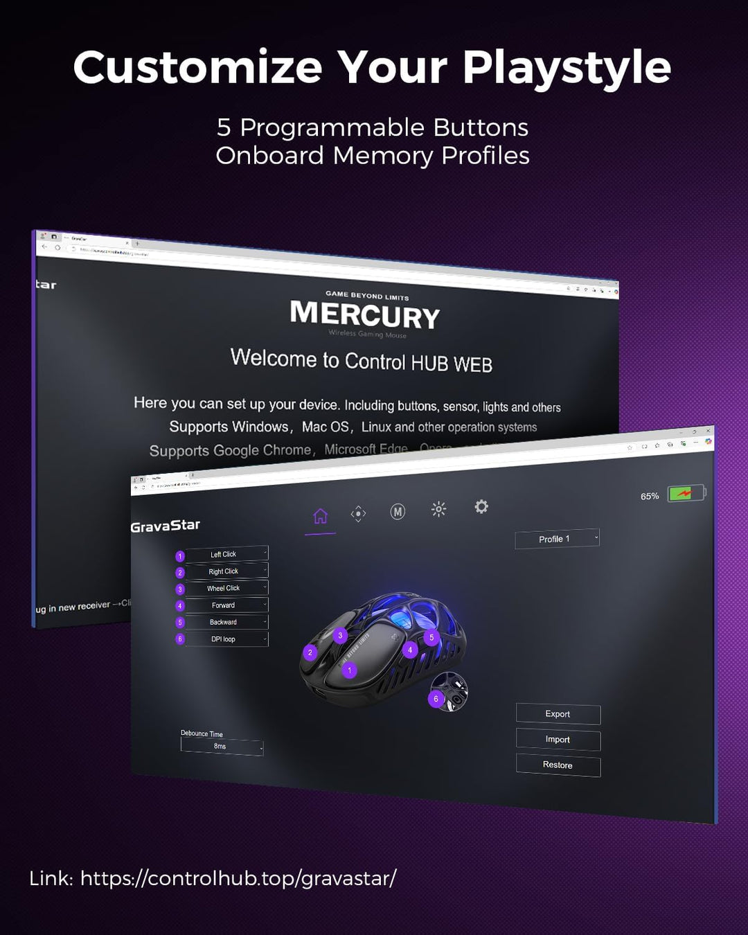 GravaStar Mercury X Pro Ratón Inalámbrico para Juegos, Viene con Do...