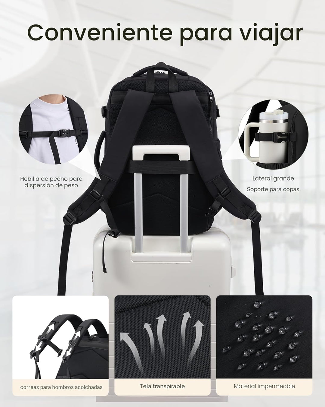 LOVEVOOK Mochila de viaje de 40L para mujeres y hombres, mochila de...