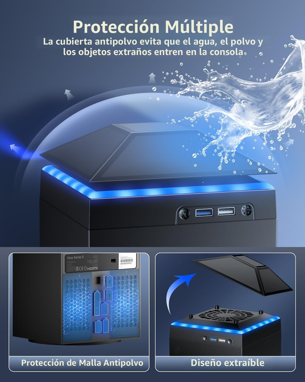 MENEEA Ventilador Enfriador a prueba de polvo para consola Xbox Series X con luz multicolor