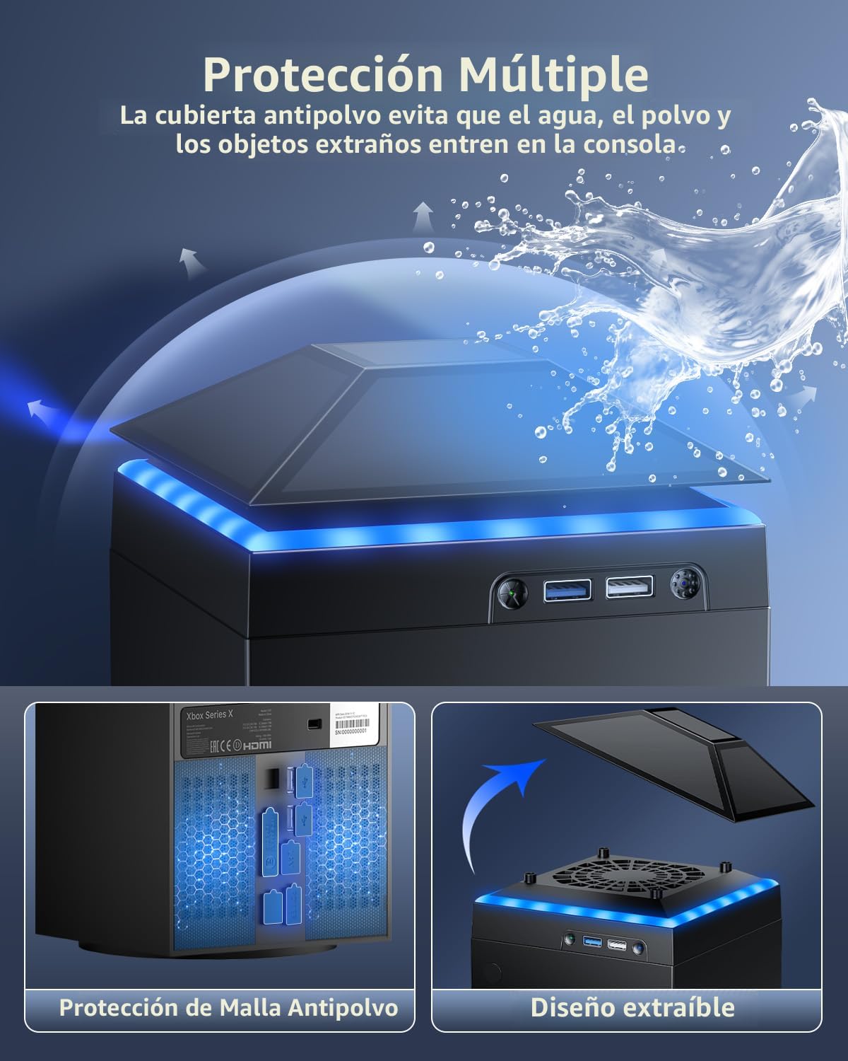 MENEEA Ventilador Enfriador a prueba de polvo para consola Xbox Series X con luz multicolor